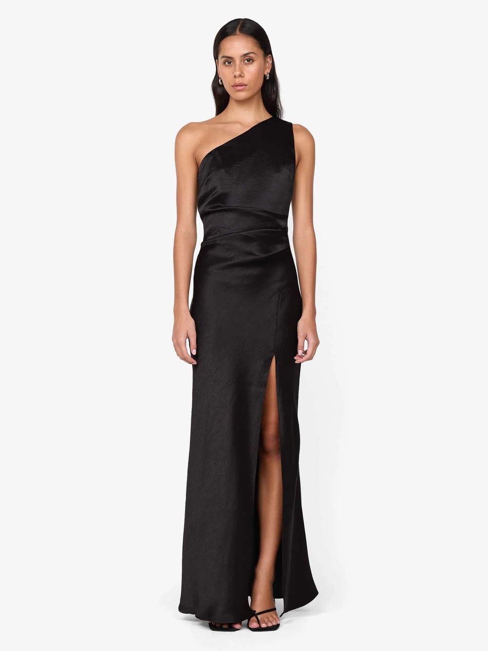 NWOT Bec + Bridge The Dreamer Asym Dress in Black Satin